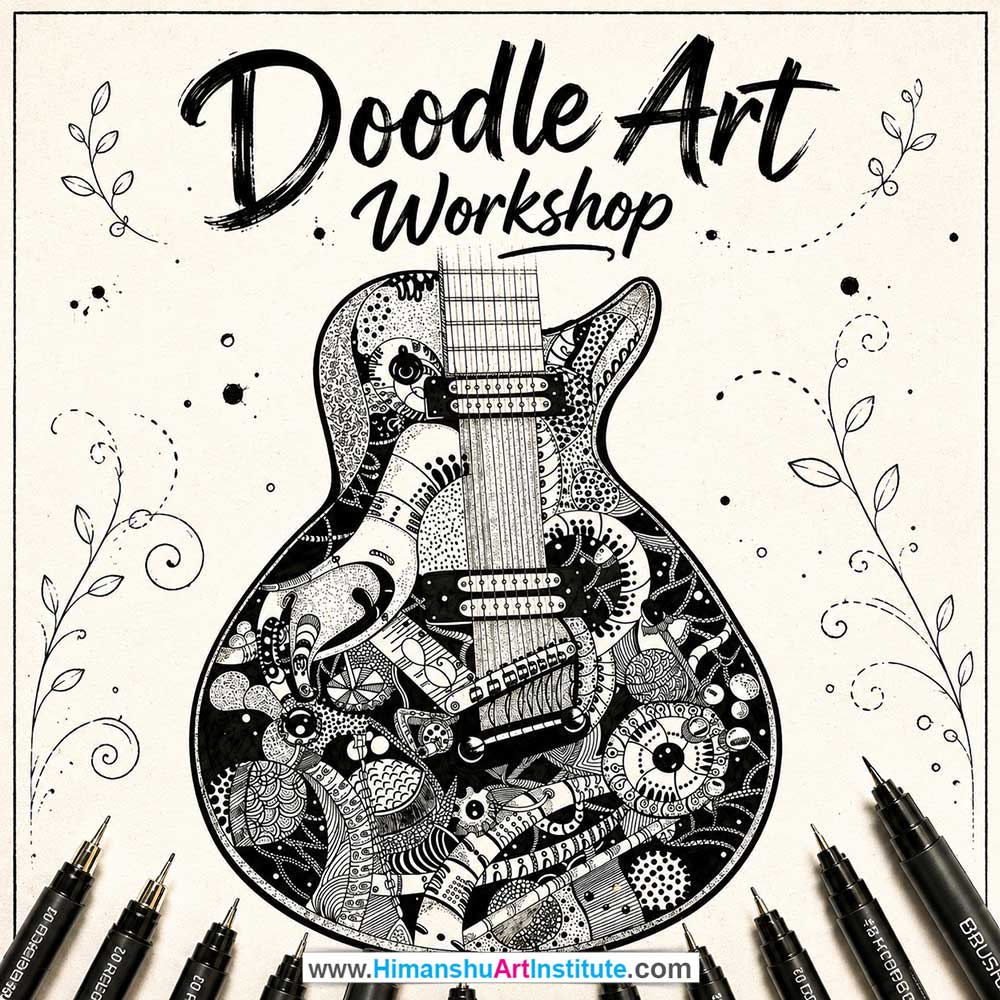 Doodle Art Workshop Doodle Art Workshop for Young and Adults in Delhi, Online Doodle Art Workshp for Young and Adults, Best Art & Craft Workshop for Adults near Me