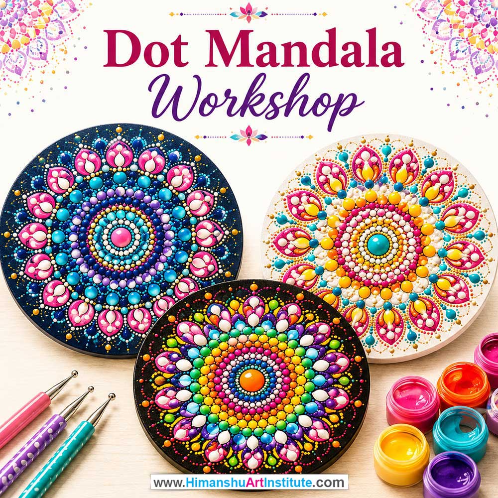 Dot Mandala Workshop Dot Mandala Workshop for Young and Adults in Delhi, Online Dot Mandala Workshp for Young and Adults, Best Art & Craft Workshop for Adults near Me