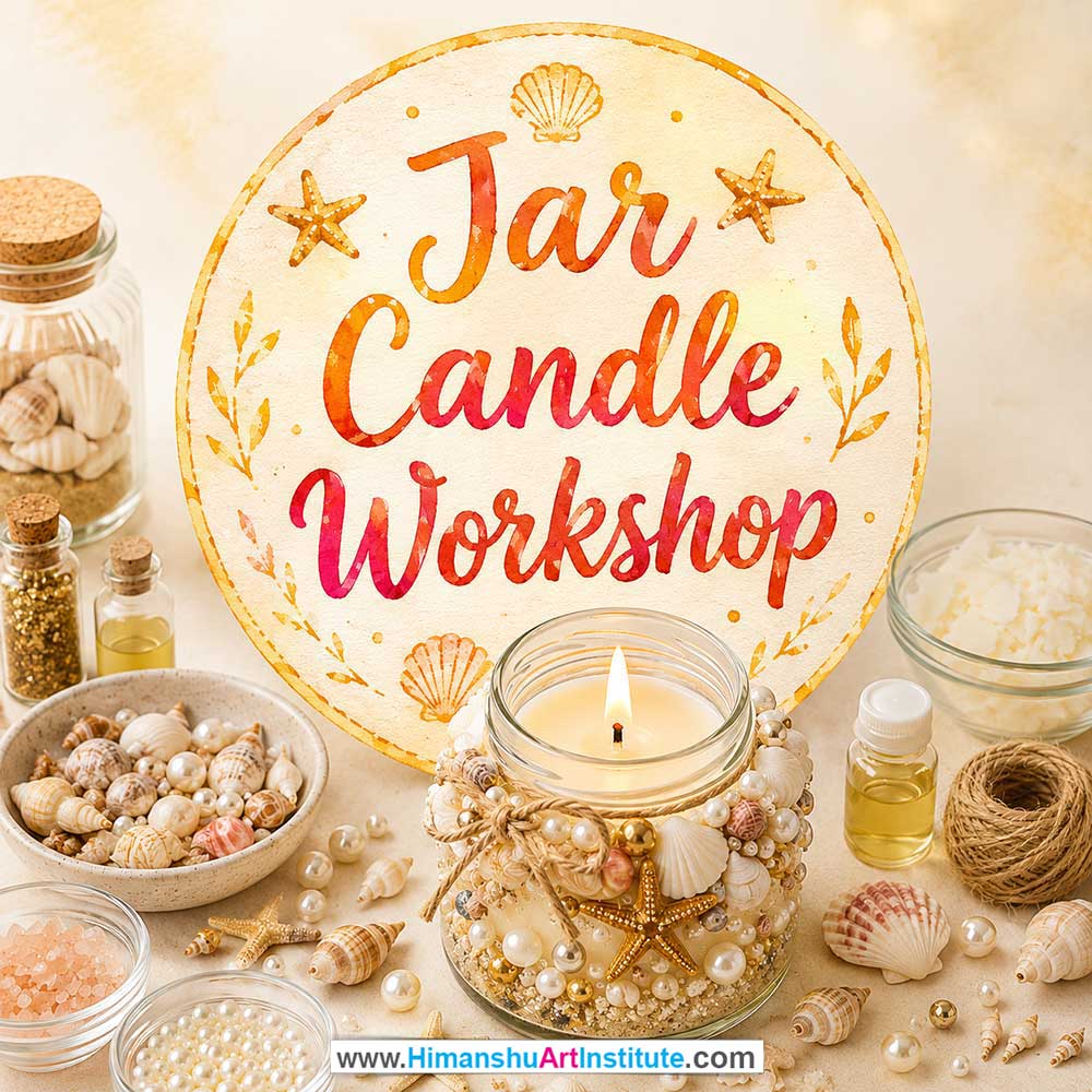Jar Candle Workshop Jar Candle Workshop for Young and Adults in Delhi, Online Jar Candle Workshp for Young and Adults, Best Art & Craft Workshop for Adults near Me