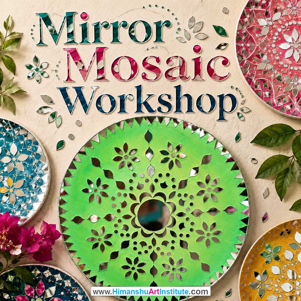 Mirror Mosaic Workshop for Young and Adults in Delhi, Online Mirror Mosaic Workshp for Young and Adults, Best Art & Craft Workshop for Adults near Me
