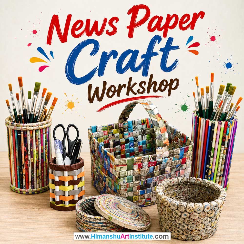 News Paper Craft Workshop for Young and Adults in Delhi, Online News Paper Craft Workshp for Young and Adults, Best Art & Craft Workshop for Adults near Me
