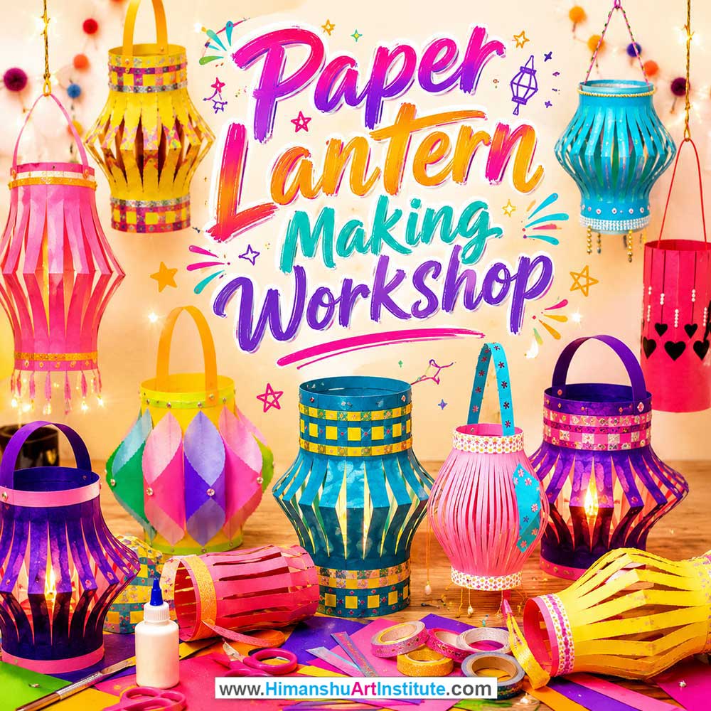 Paper Lantern Making Workshop Paper Lantern Making Workshop for Young and Adults in Delhi, Online Paper Lantern Making Workshp for Young and Adults, Best Art & Craft Workshop for Adults near Me