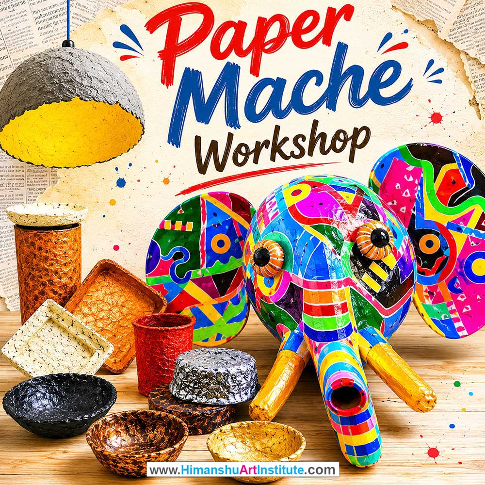 Paper Mache Workshop for Young and Adults in Delhi, Online Paper Mache Workshp for Young and Adults, Best Art & Craft Workshop for Adults near Me