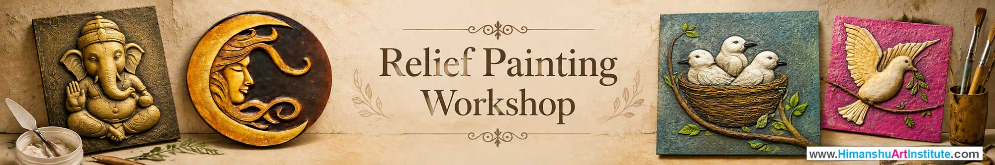 Relief Painting Workshop for Young and Adults in Delhi, Online Relief Painting Workshop, Relief Painting Workshop Near Me, Art & Craft Workshop for Adults, Himanshu Art Institute