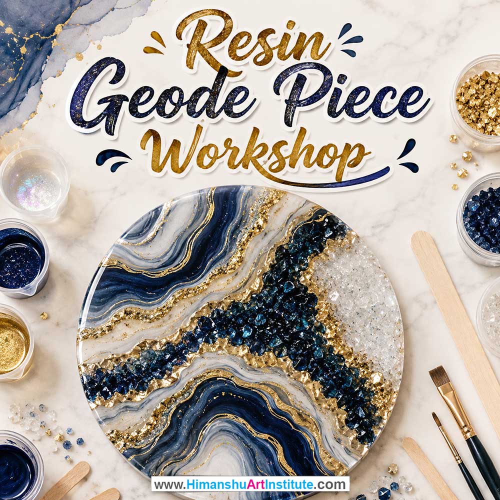 Resin Geode Piece Workshop Resin Geode Piece Workshop for Young and Adults in Delhi, Online Resin Geode Piece Workshp for Young and Adults, Best Art & Craft Workshop for Adults near Me