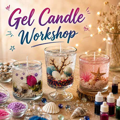 Online Gel Candle Workshop, Gel Candle Workshop for Adults, Gel Candle Workshop Near Me, Art & Craft Workshops for Adults, Best Gel Candle Workshop in Delhi, India, Himanshu Art Institute