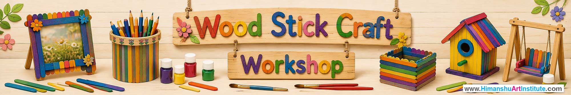 Wood Stick Craft Workshop for Young and Adults in Delhi, Online Wood Stick Craft Workshop, Wood Stick Craft Workshop Near Me, Art & Craft Workshop for Adults, Himanshu Art Institute