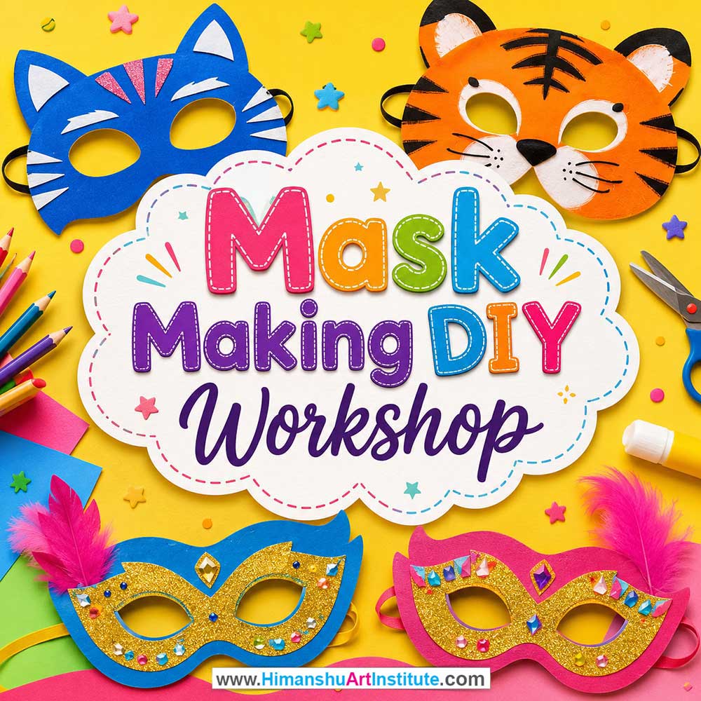 Mask Making DIY Workshop for Kids in Corporate Events,Mask Making DIY Activity for Kids in Corporate Events, Art & Craft Activity for Kids in Corporate Events, Corporate Family Day Kids Activity, Children Stall Activity, Mask Making DIY Fun Activity for Kids in Corporate Events, Himanshu Art Institute