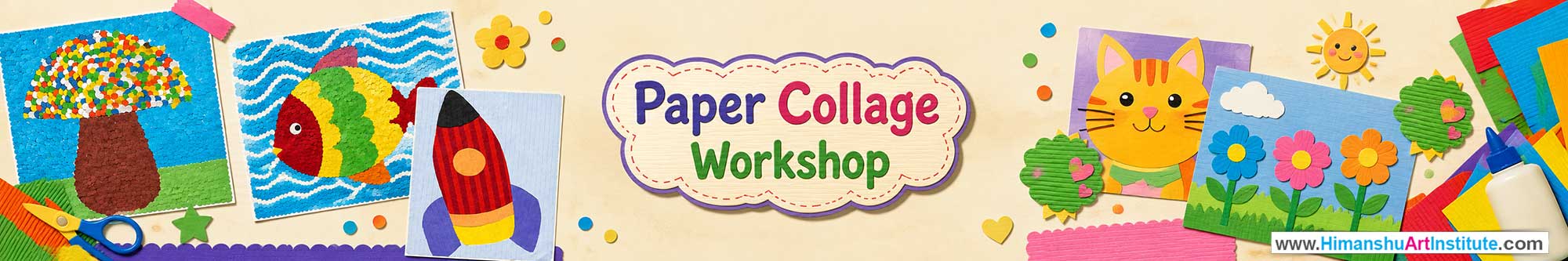Paper Collage Workshop for Kids in Corporate Events,Paper Collage Activity for Kids in Corporate Events, Art & Craft Activity for Kids in Corporate Events, Corporate Family Day Kids Activity, Paper Collage Fair Activity for Kids, Children Stall Activity, Paper Collage Fun Activity for Kids in Corporate Events, Himanshu Art Institute