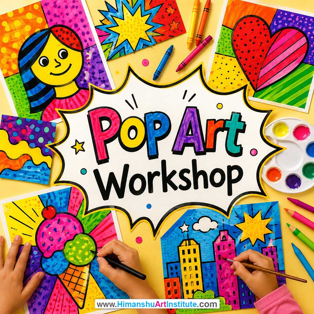 Pop Art Workshop for Kids in Corporate Events,Pop Art Activity for Kids in Corporate Events, Art & Craft Activity for Kids in Corporate Events, Corporate Family Day Kids Activity, Children Stall Activity, Pop Art Fun Activity for Kids in Corporate Events, Himanshu Art Institute
