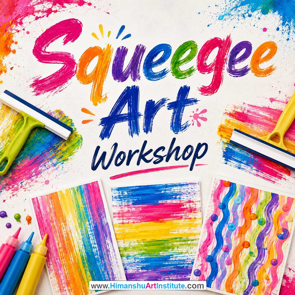 Squeegee Art Workshop for Kids in Corporate Events,Squeegee Art Activity for Kids in Corporate Events, Art & Craft Activity for Kids in Corporate Events, Corporate Family Day Kids Activity, Children Stall Activity, Squeegee Art Fun Activity for Kids in Corporate Events, Himanshu Art Institute