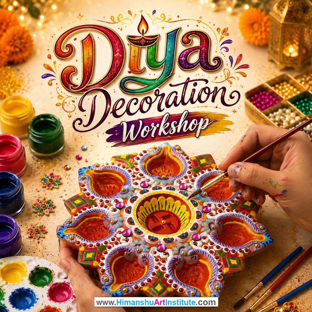 Diya Decoration Workshop for Corporate Companies Diya Decoration Workshop for Corporate Companies, Diya Decoration Workshop for Corporate Employees, Diya Decoration Workshop for Corporate Clients, Diya Decoration Workshop for Office Events, Art & Craft Activity for Corporate Companies, Himanshu Art Institute