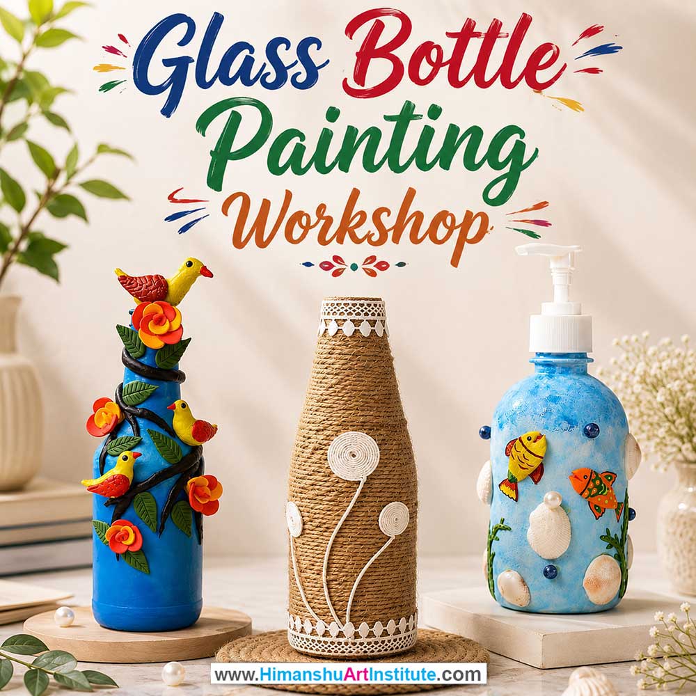 Glass Bottle Painting Workshop for Corporate Companies Glass Bottle Painting Workshop for Corporate Companies, Glass Bottle Painting Workshop for Corporate Employees, Glass Bottle Painting Workshop for Corporate Clients, Glass Bottle Painting Workshop for Office Events, Art & Craft Activity for Corporate Companies, Himanshu Art Institute