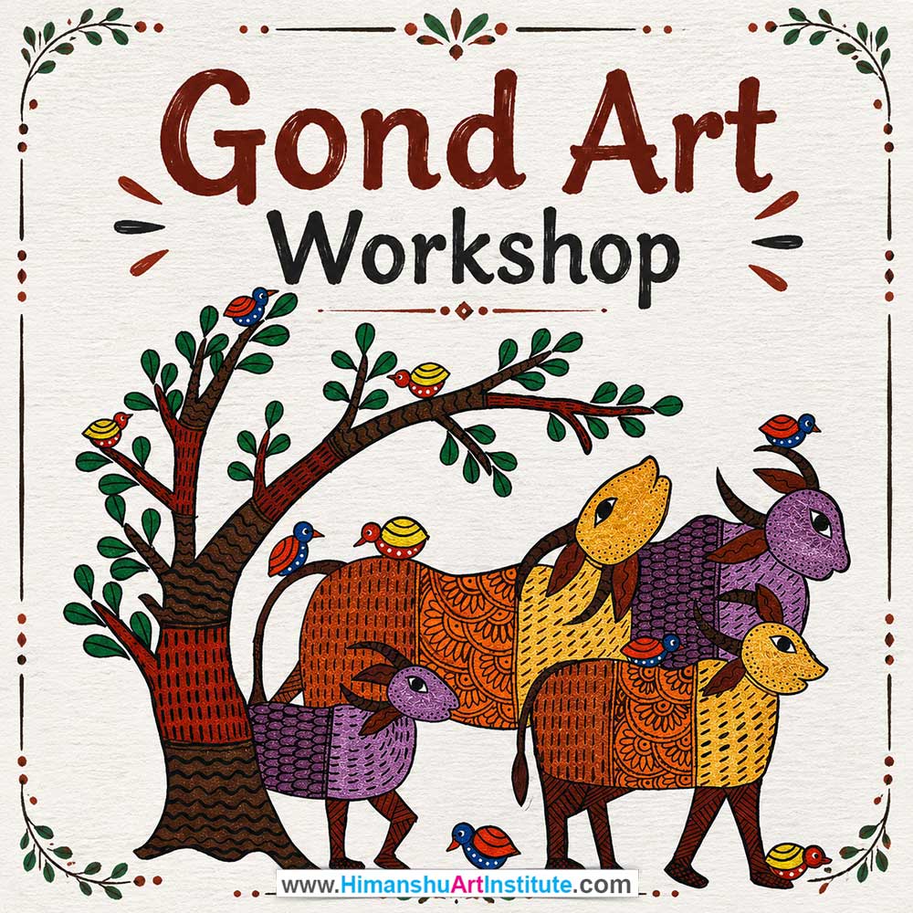 Gond Art Workshop for Corporate Companies, Gond Art Workshop for Corporate Employees, Gond Art Workshop for Corporate Clients, Gond Art Workshop for Office Events, Art & Craft Activity for Corporate Companies, Himanshu Art Institute
