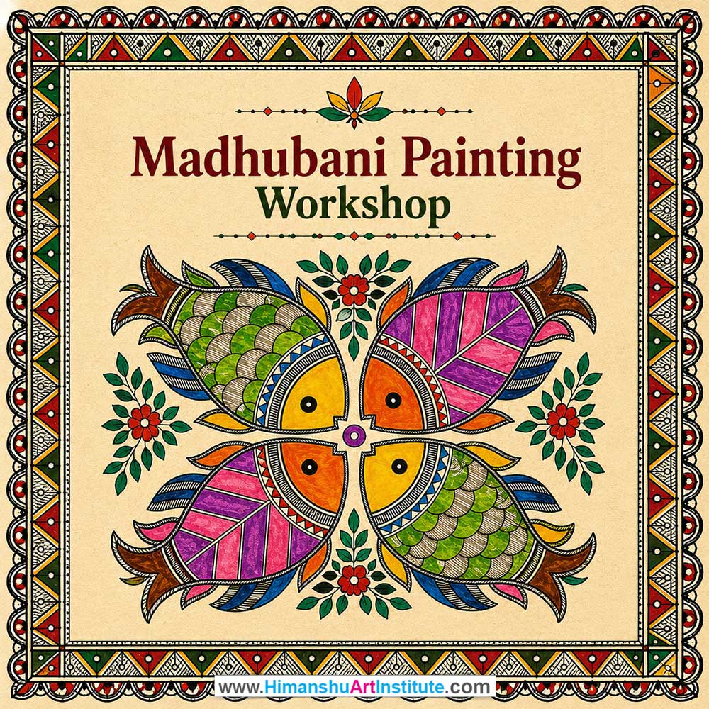 Madhubani Painting Workshop for Corporate Companies, Madhubani Painting Workshop for Corporate Employees, Madhubani Painting Workshop for Corporate Clients, Madhubani Painting Workshop for Office Events, Art & Craft Activity for Corporate Companies, Himanshu Art Institute