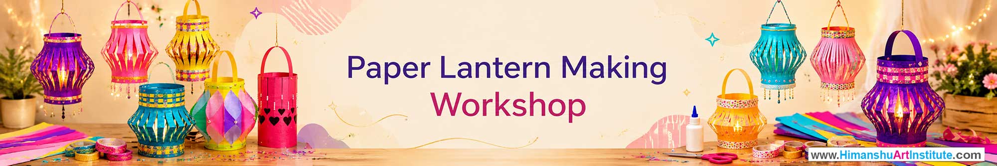 Paper Lantern Making Workshop for Corporate Companies, Paper Lantern Making Workshop for Corporate Employees, Paper Lantern Making Workshop for Corporate Clients, Paper Lantern Making Workshop for Office Events, Art & Craft Activity for Corporate Companies, Himanshu Art Institute