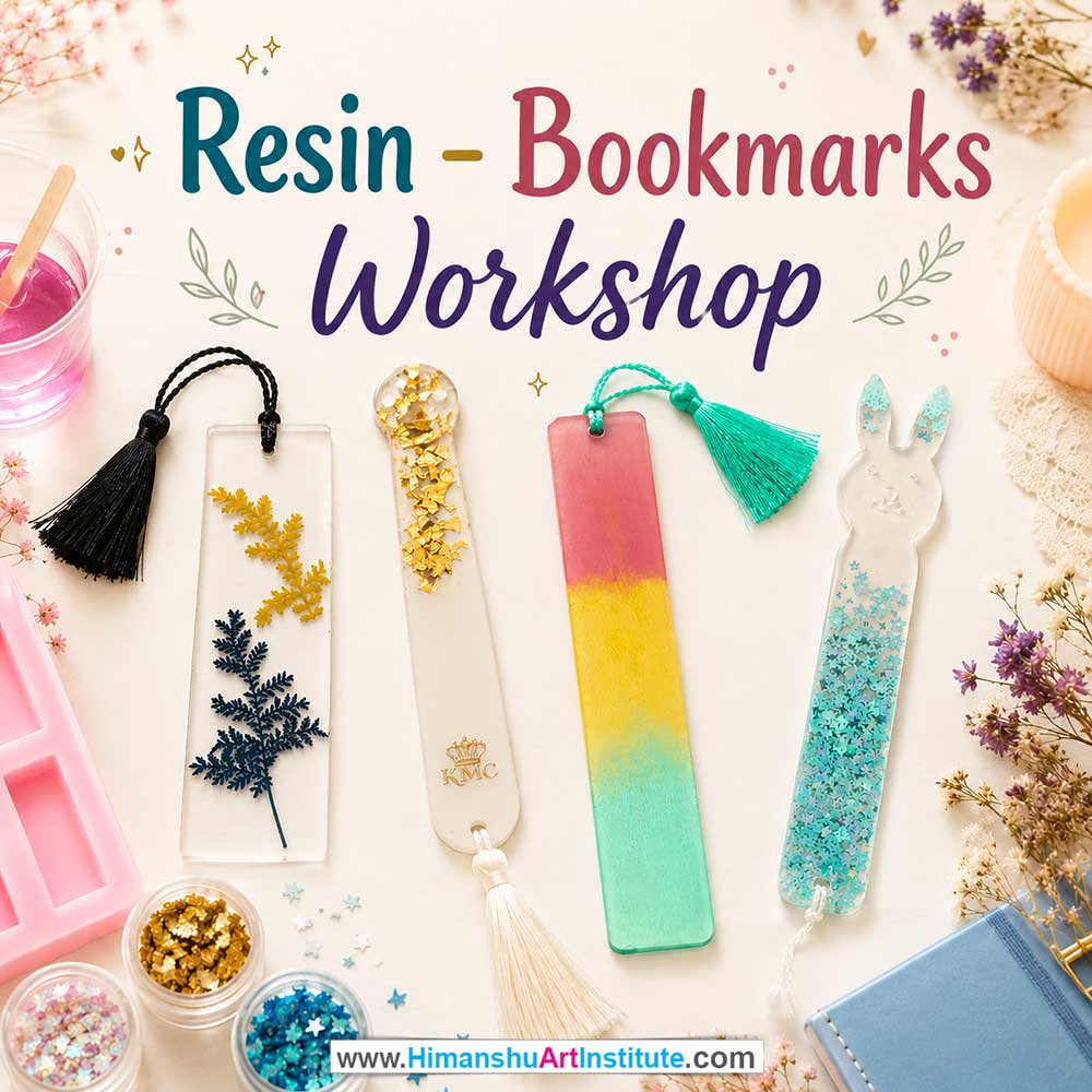 Resin Bookmarks Workshop for Corporate Companies, Resin Bookmarks Workshop for Corporate Employees, Resin Bookmarks Workshop for Corporate Clients, Resin Bookmarks Workshop for Office Events, Art & Craft Activity for Corporate Companies, Himanshu Art Institute