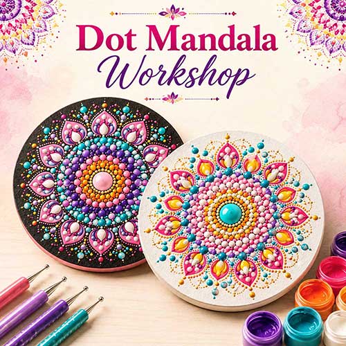 Corporate Dot Mandala Workshop, Dot Mandala Workshop for Corporate, Art & Craft Workshops for Corporate, DIY Workshop for Corporate, Dot Mandala Activity for Corporate, DIY Activities for Corporate, Best Dot Mandala Workshop for Corporate in Delhi, Gurugram, Gurgaon, Noida, India, Himanshu Art Institute
