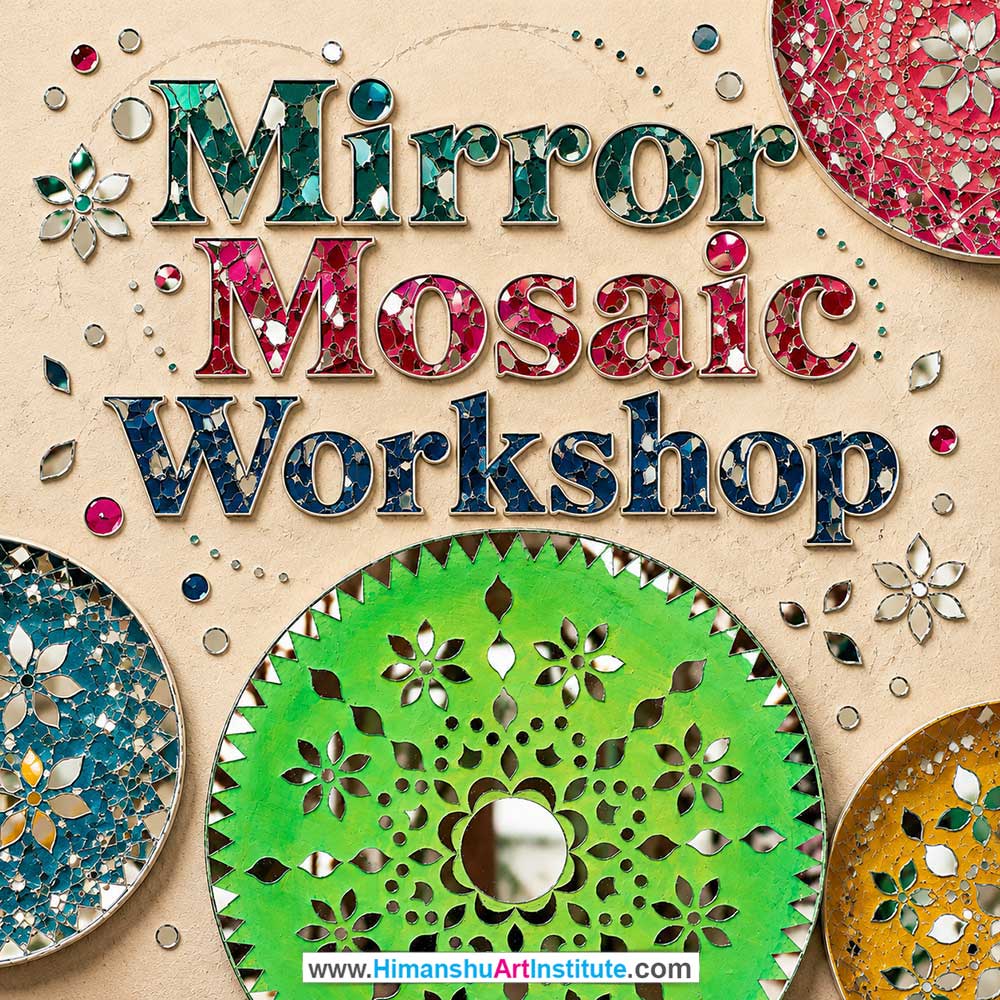Mirror Mosaic Workshop for Women Mirror Mosaic Workshop Women in Delhi, Mirror Mosaic Workshop for Ladies in Delhi, Mirror Mosaic Workshop for Girls in Delhi, Online Mirror Mosaic Workshp for Women, Best Art & Craft Workshop for Ladies near Me