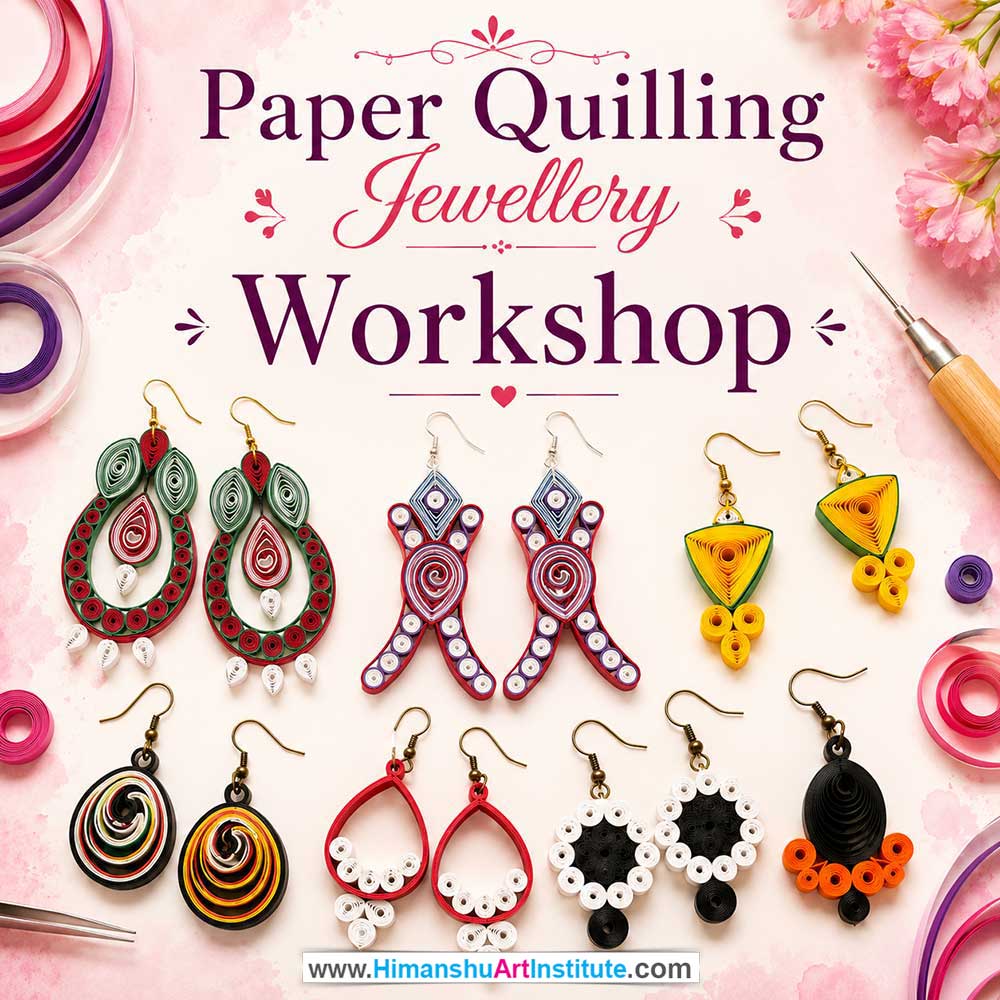 Paper Quilling Jewellery Workshop for Women Paper Quilling Jewellery Workshop Women in Delhi, Paper Quilling Jewellery Workshop for Ladies in Delhi, Paper Quilling Jewellery Workshop for Girls in Delhi, Online Paper Quilling Jewellery Workshp for Women, Best Art & Craft Workshop for Ladies near Me