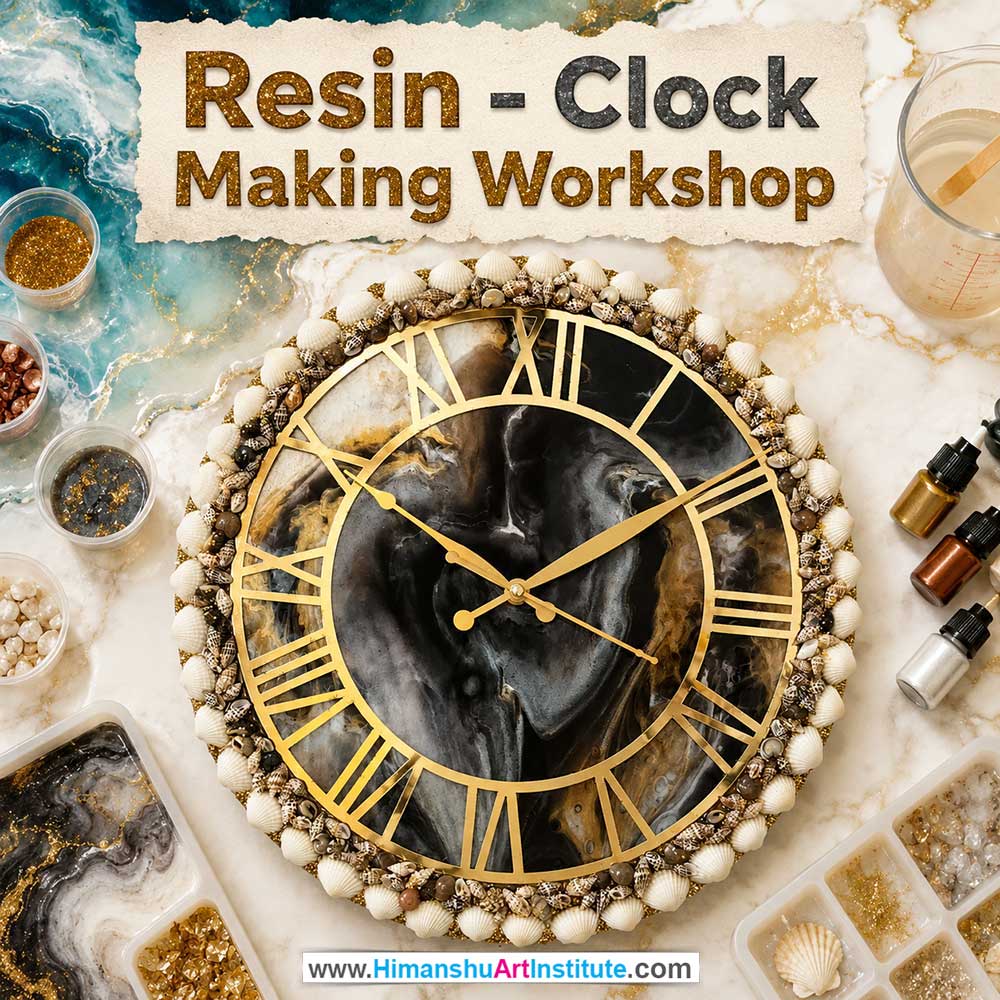 Resin Clock Making Workshop for Women Resin Clock Making Workshop Women in Delhi, Resin Clock Making Workshop for Ladies in Delhi, Resin Clock Making Workshop for Girls in Delhi, Online Resin Clock Making Workshp for Women, Best Art & Craft Workshop for Ladies near Me