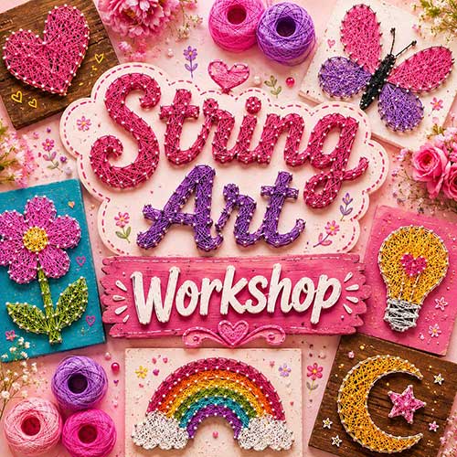 Online String Art Workshop, String Art Workshop for Women, String Art Workshop for Ladies, Art & Craft Workshops for Women, Best String Art Workshop for Ladies in Delhi, India, Himanshu Art Institute