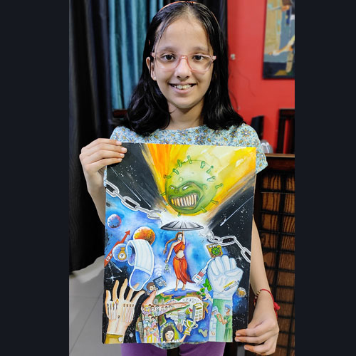 All India Online Art Competition - Art is My Life of Drawing, Painting, Art & Craft, Photography, Digital Painting, Organised by Himanshu Art Institute, Winner Adhya Taan from Delhi
