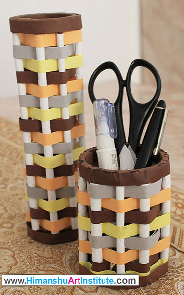 Paper Craft Pen Stand Work by Santa Simule, Paper Craft Classes
