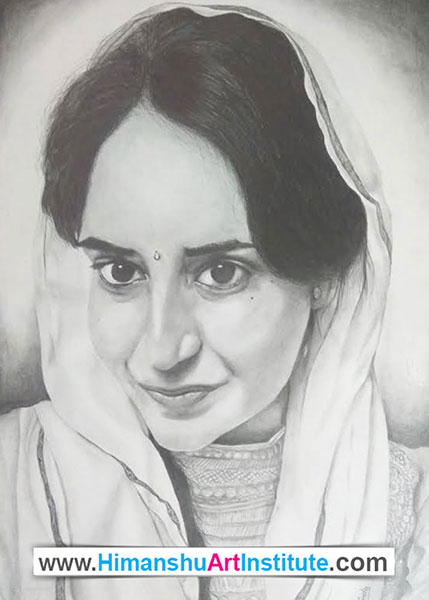 Lady Portrait, Pencil Shading on Paper, Artwork by Abhishek Kundu