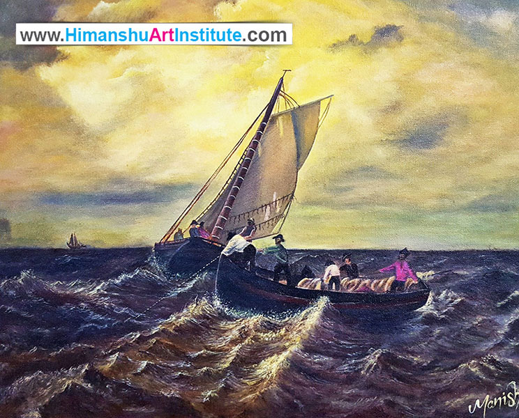 Sea Storm, Oil Colour on Canvas, Artwork by Manish Kashyap