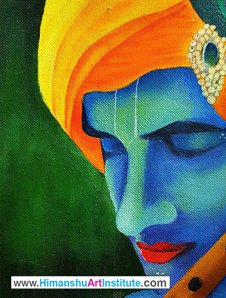Lord Krishna, Acrylic Colour on Canvas, Artwork by Manish Kashyap