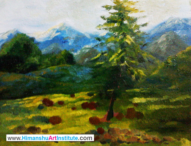 Oil Colour Landscape by Pooja Kanwal, Hobby Classes