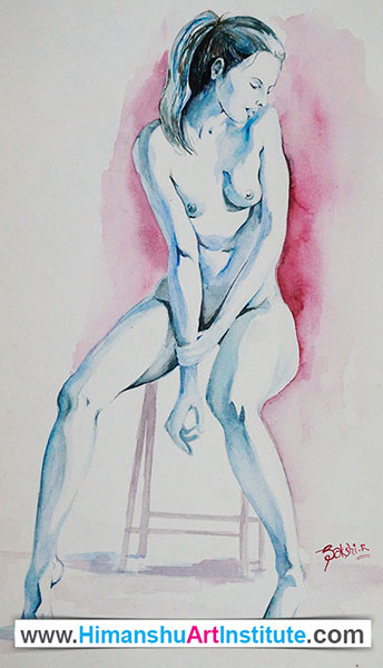 Figure Study, Water Colour on Paper, Artwork by Sakshi Rajpal