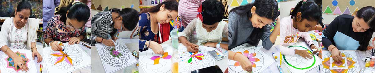 Rangoli Making Competition, Diwali Celebration at Himanshu Art Institute, New Delhi, India