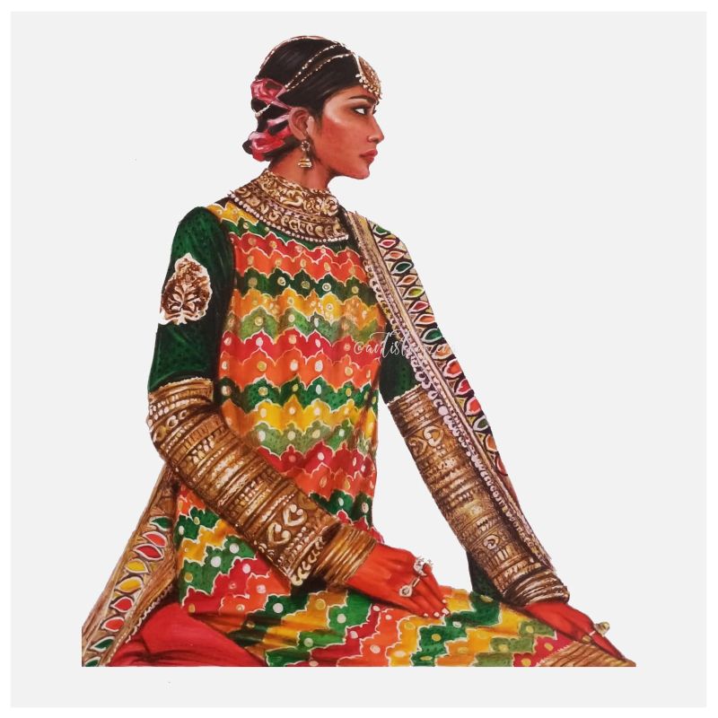 "Bride of Sabyasachi", #fashionillustration #art #sabyasachi #illustrator #handwork #artistryera, "Bride of Sabyasachi"