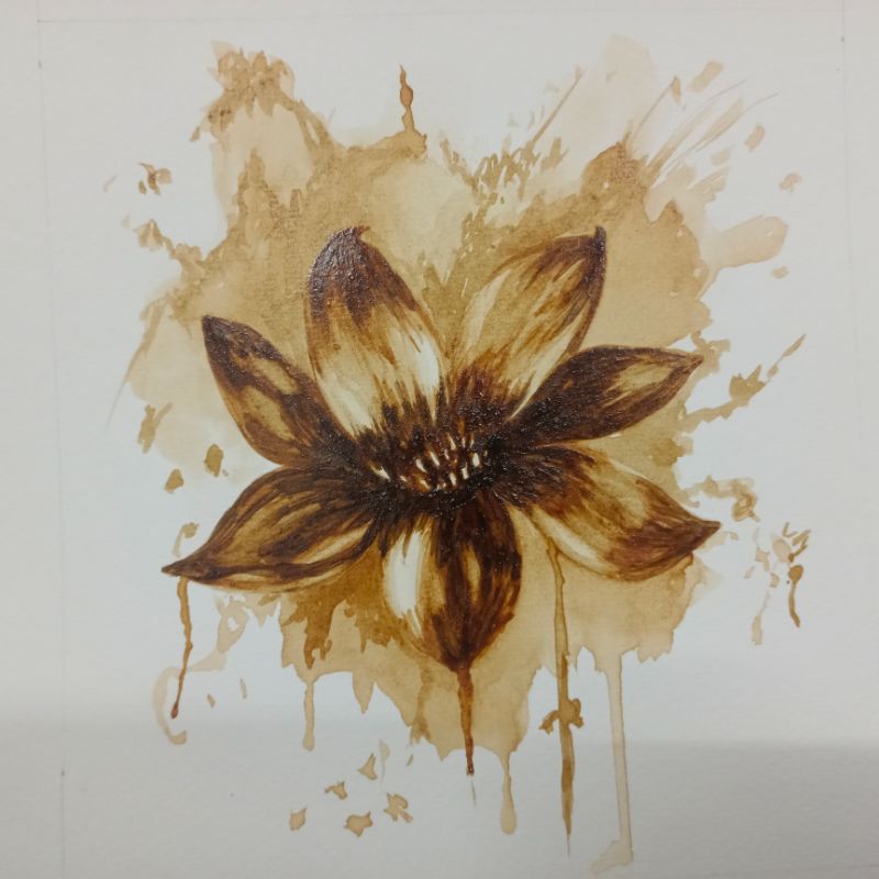 "Blooming in coffee tones", "A flower brewed from imagination, painted with the warmth of coffee."☕, "Blooming in coffee tones"