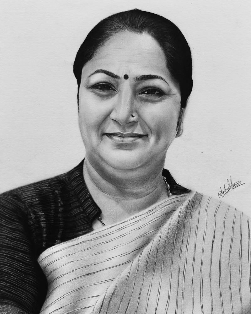 Portrait drawing of Rekha Gupta, Drawing, sketch, portrait #realistic drawing, Portrait drawing of Rekha Gupta